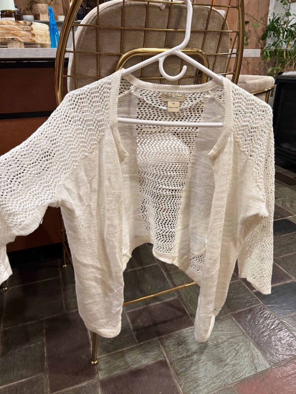 Lucky Brand Ivory Open-Knit Sweater